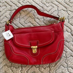 Coach Red Leather Shoulder Bag